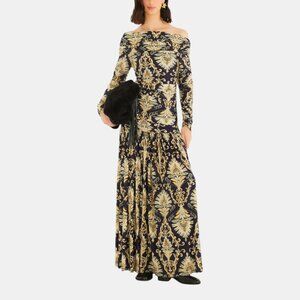 NWT FARM RIO WONDERFUL ARABESQUE OFF SHOULDER MAXI DRESS SIZE L